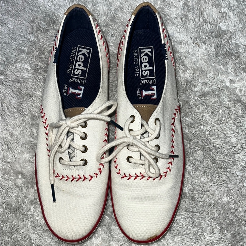 Keds White and Red Baseball Stitch Sneakers women
